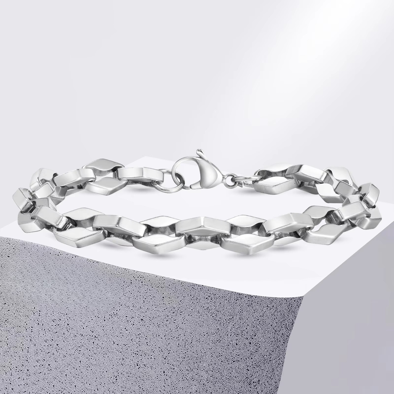Raute Gliederkette Edelstahl Armband "Catena a Maglie Romboidali Semplici no.5316" - PITANI