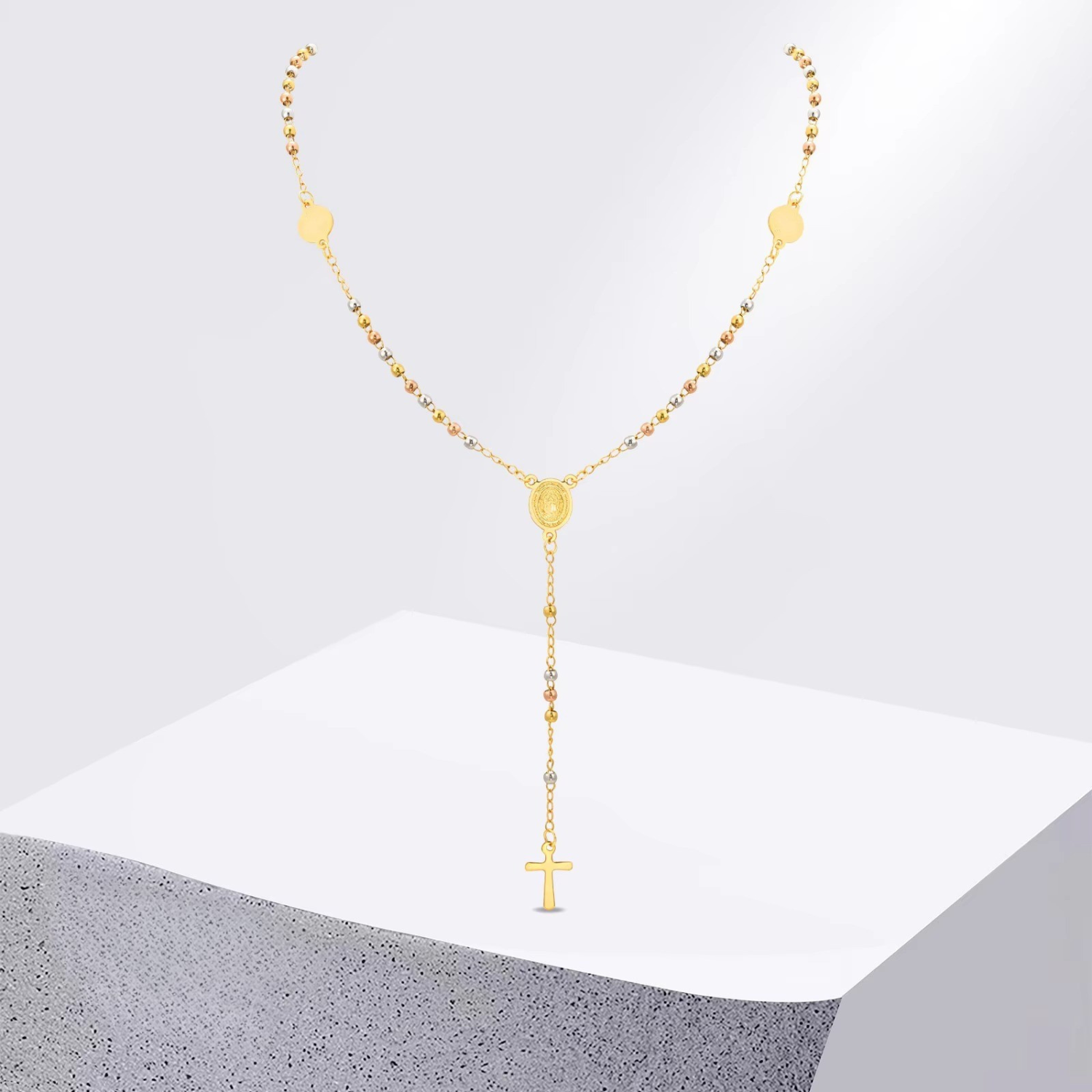 Edelstahl Rosenkranz Halskette "Acciaio inossidabile a forma di Y no.4241" - PITANI