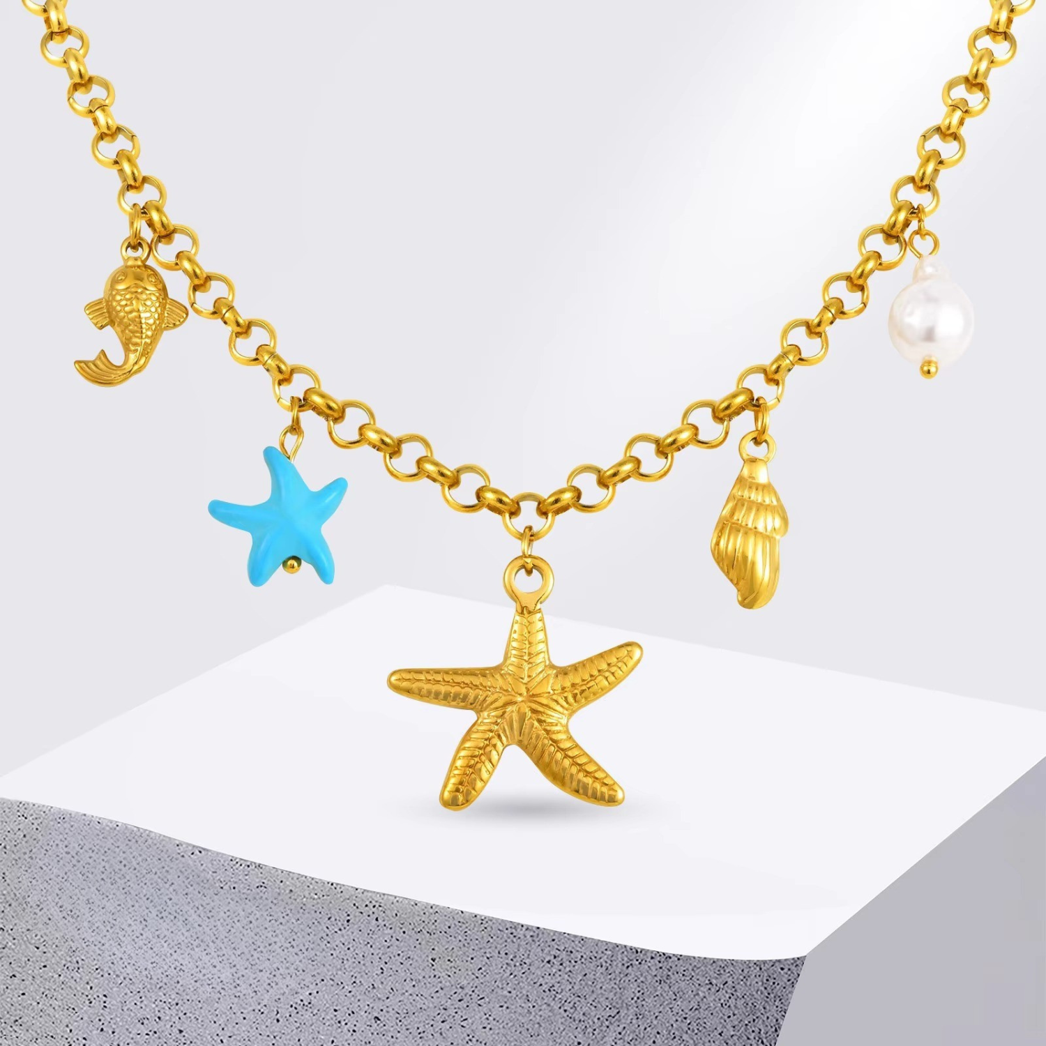 Edelstahl Meeresobjekte Halskette "Collana di gioielli impermeabili no.4243" - PITANI