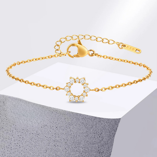 Edelstahl Armband mit Glitzerndem Sonnenblumen Motiv "Bracciali Girasole no.5208" - PITANI