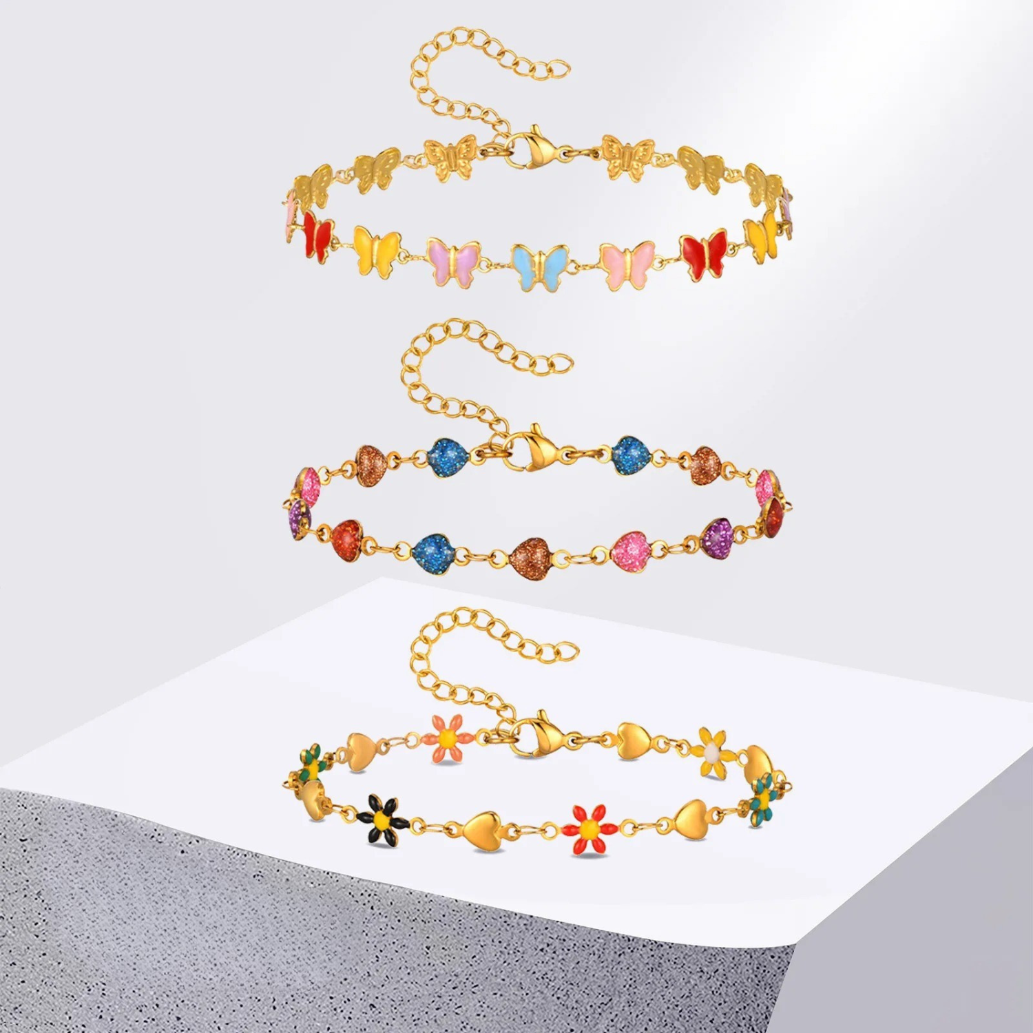 Buntes Edelstahl Armband mit verschiedenen Motiven "Fiore Del Cuore no.5210" - PITANI