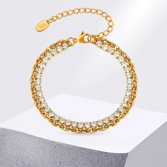 Zweifarbiges Edelstahl Glitzer Armband in Gold/Silber "Fascino a Catena no.5207" - PITANI