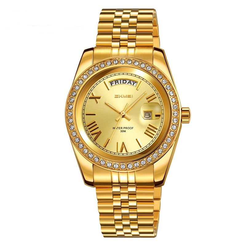 Elegante Edelstahl Armbanduhr mit Glitzer Lünette "Calendario di belle Orologio no.5308“ - PITANI