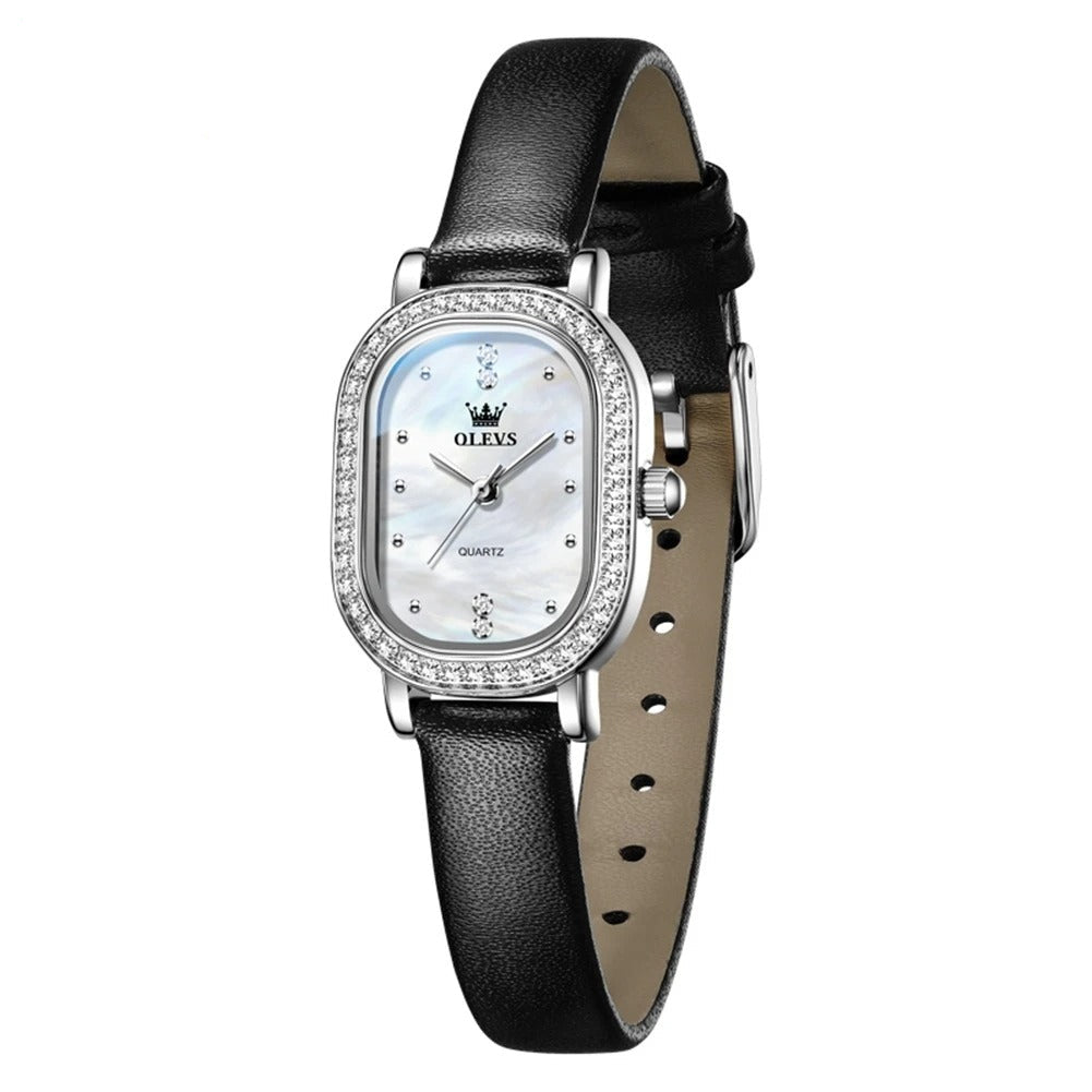 Elegante Ovale Damen Quarzarmbanduhr mit Strassbesatz – Wasserdichte Schmuckuhr Armbanduhr no.3279 - PITANI