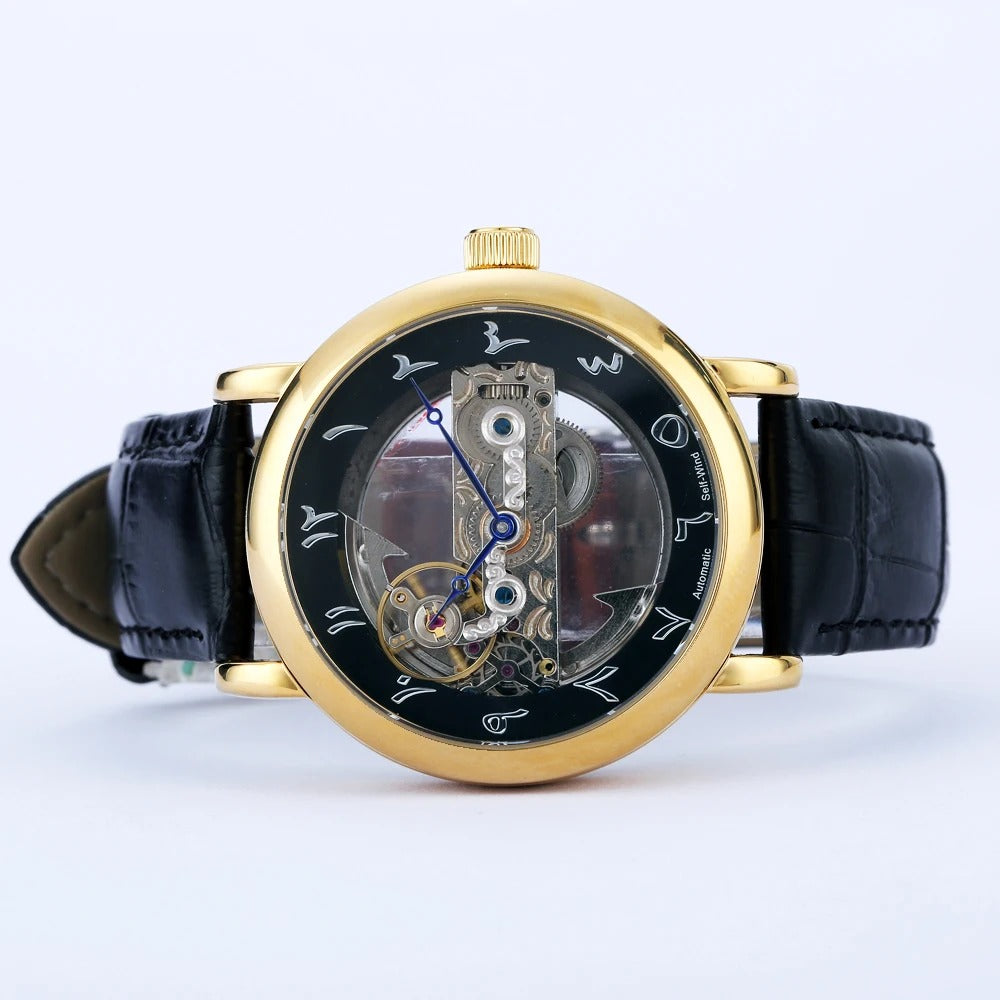 Durchsichtige Automatik Leder Armbanduhr "Orologi Arabe no.450" - PITANI