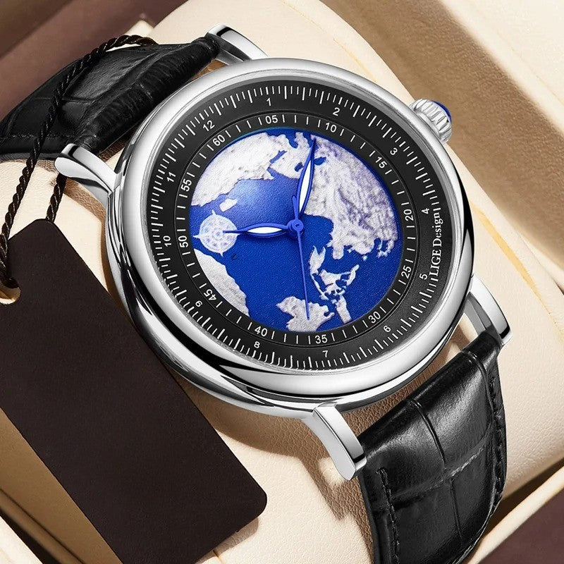 Leder Armbanduhr mit Planet Erde Motiv "Pianeta Terra Creativa no.4167" - PITANI