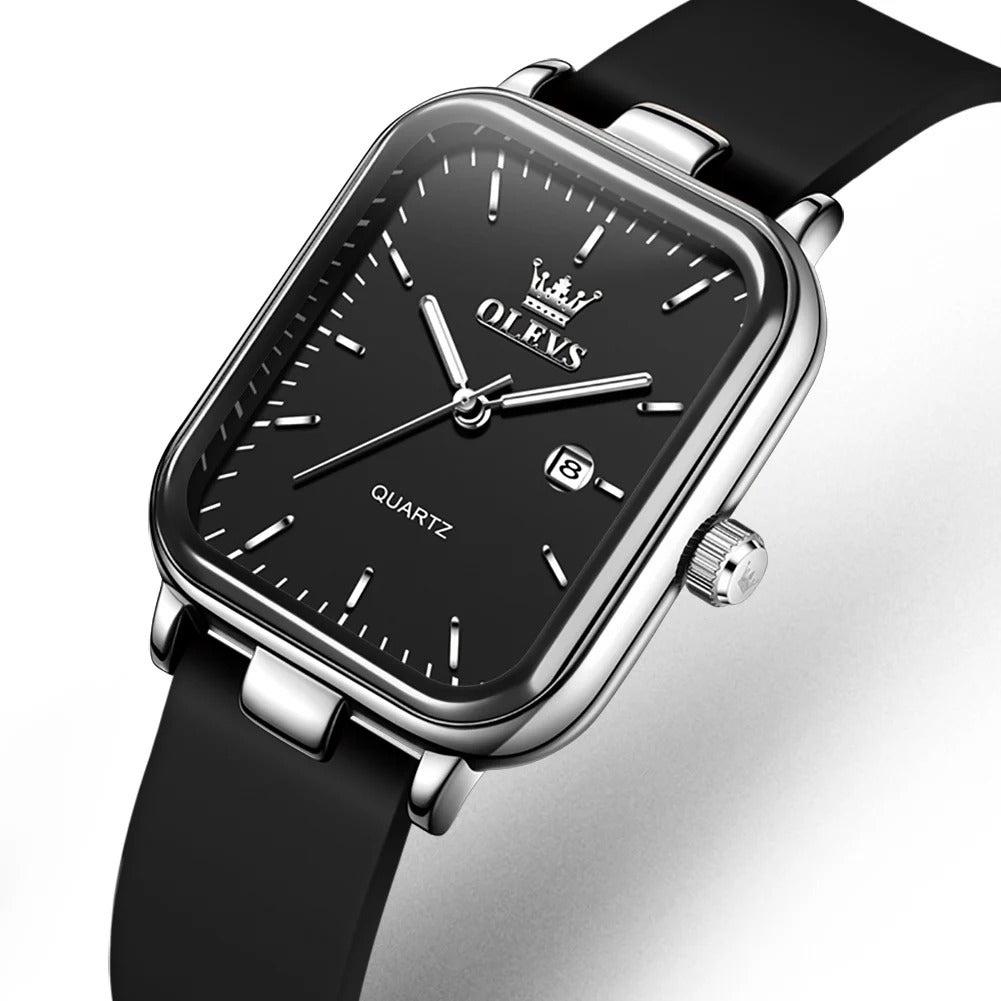 Elegante Rechteckige Damen Quarzarmbanduhr mit Datum & Silikonarmband – Wasserdichte Modern Armbanduhr no.3285 - PITANI