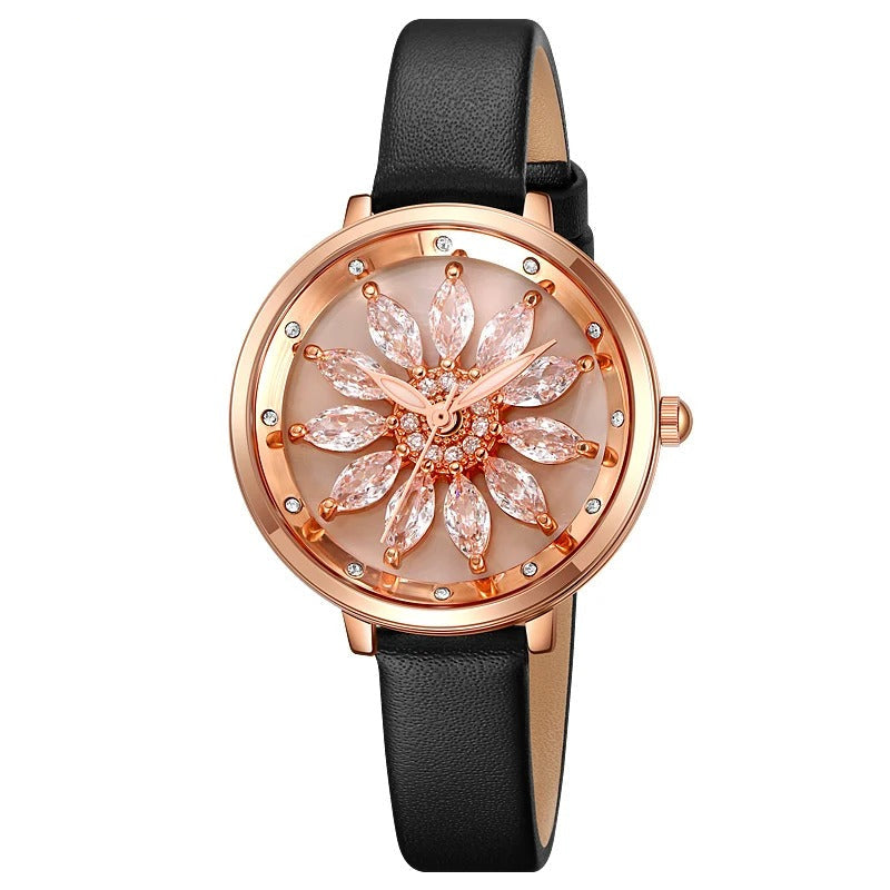 Leder Armbanduhr mit Blumenoptik "Orologio Da Donna Di Lusso no.3090" - PITANI