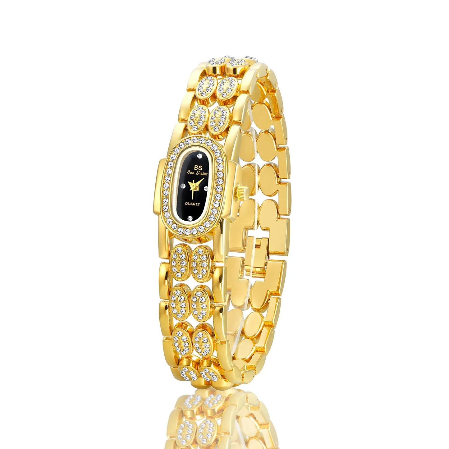 Ovale Glitzer Edelstahl Armbanduhr "Orologi Da Donna In Oro no.3117" - PITANI
