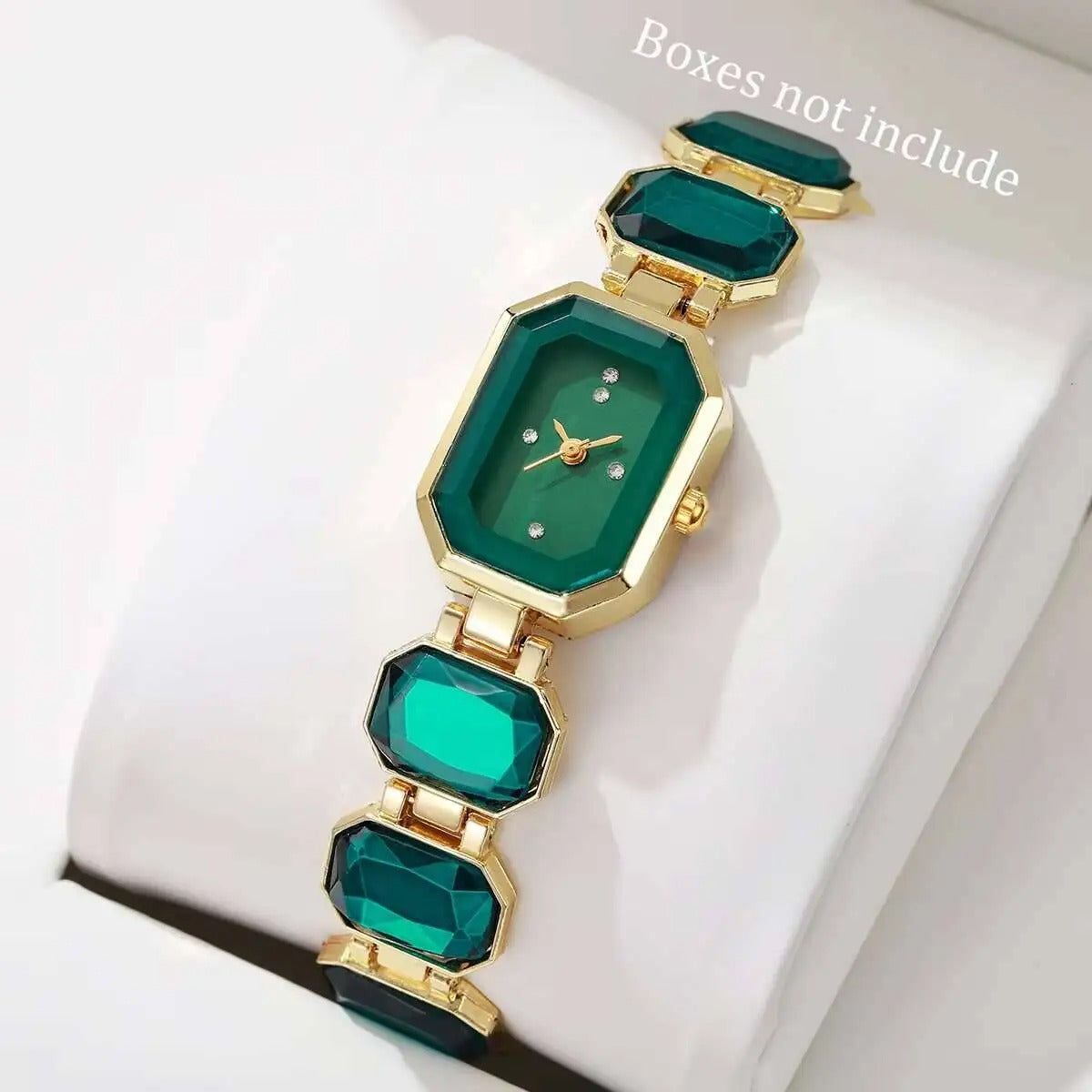 Edelstahl Armbanduhr mit smaragdähnlichen Gliedern "Orologi Da Donna Eleganti no.3152" - PITANI