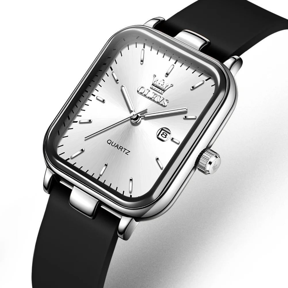 Elegante Rechteckige Damen Quarzarmbanduhr mit Datum & Silikonarmband – Wasserdichte Modern Armbanduhr no.3285 - PITANI