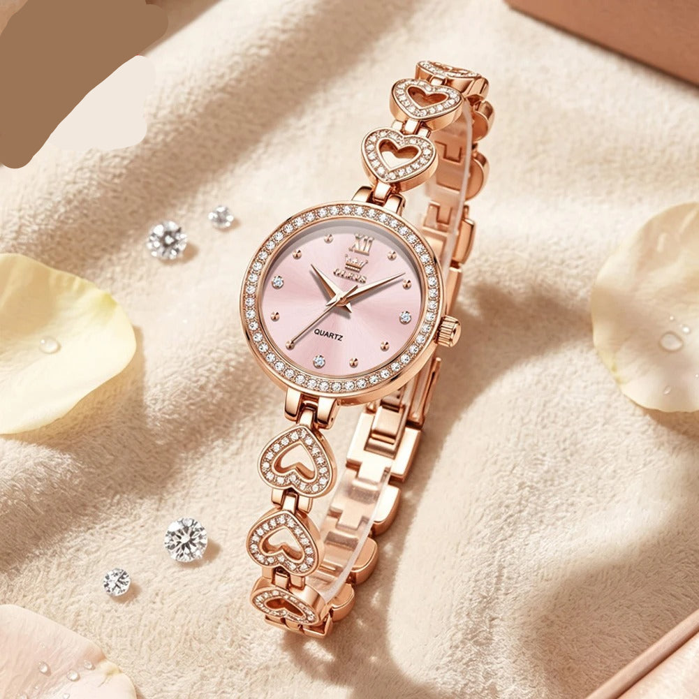 Elegante Damen Quarzarmbanduhr im Herz-Design mit Strassbesatz – Wasserdichte Armbanduhr no.3281 - PITANI