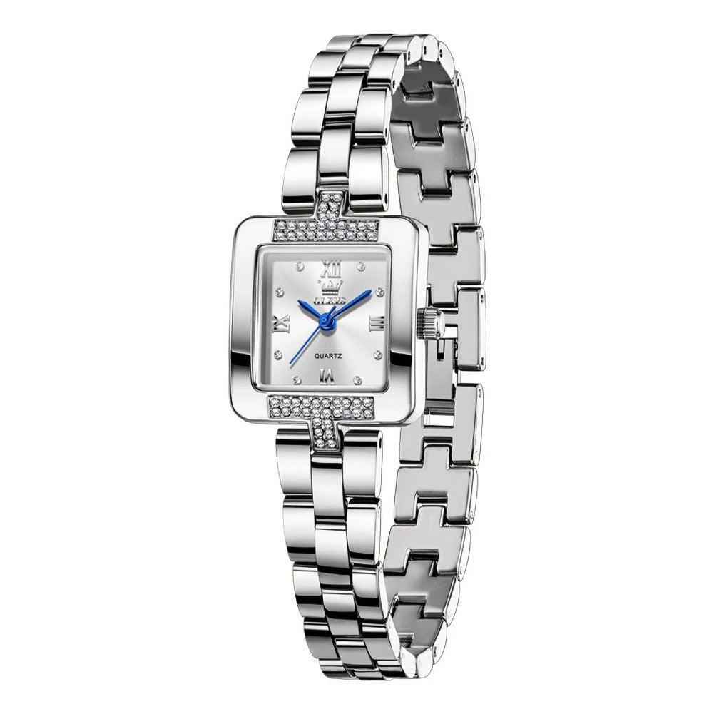 Elegante Eckige Damen Quarzarmbanduhr mit Strassbesatz – Wasserdichte Armbanduhr no.3276 - PITANI