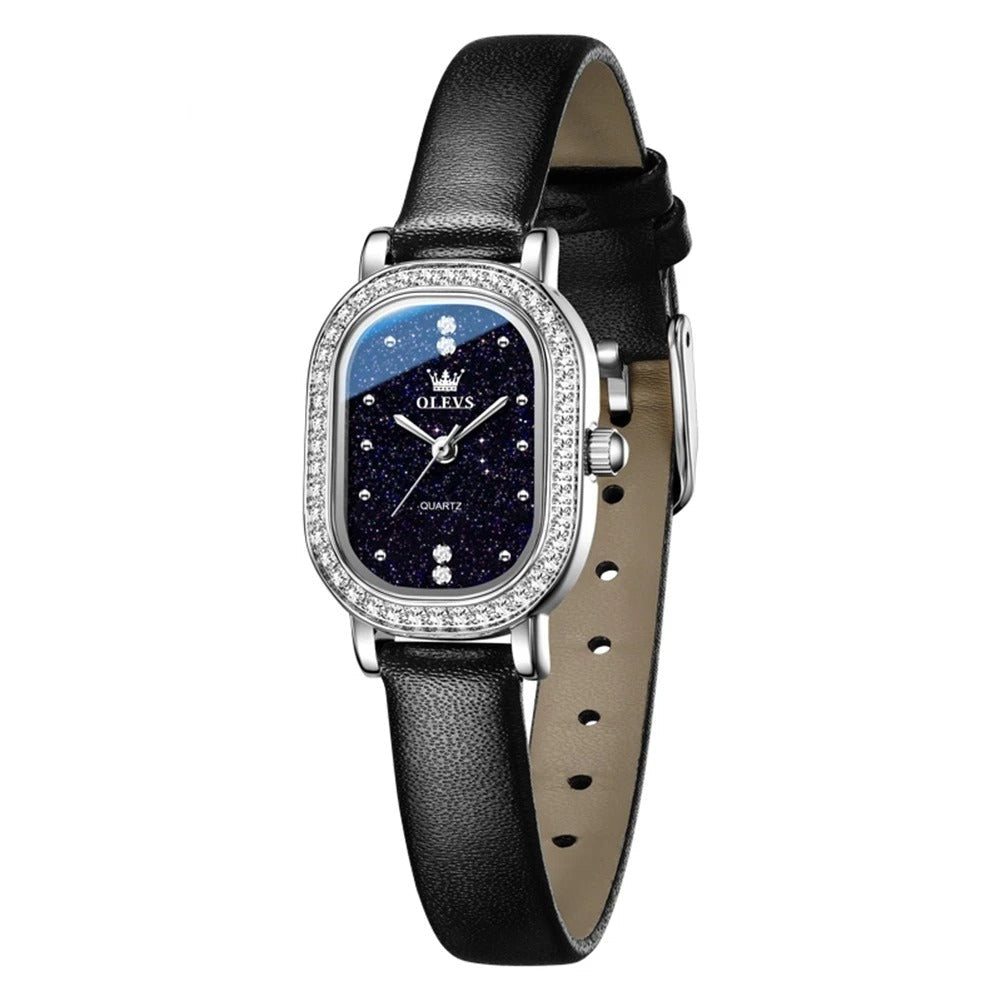 Elegante Ovale Damen Quarzarmbanduhr mit Strassbesatz – Wasserdichte Schmuckuhr Armbanduhr no.3279 - PITANI