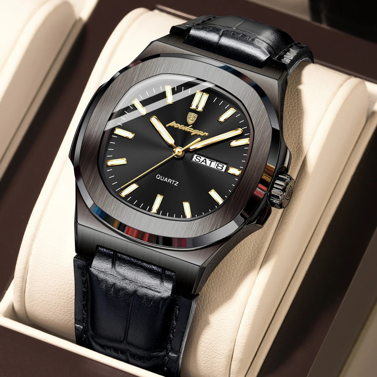 Elegante Herren Quarzarmbanduhr Quadratisch – Wasserdichte Armbanduhr – no. 5370 - PITANI
