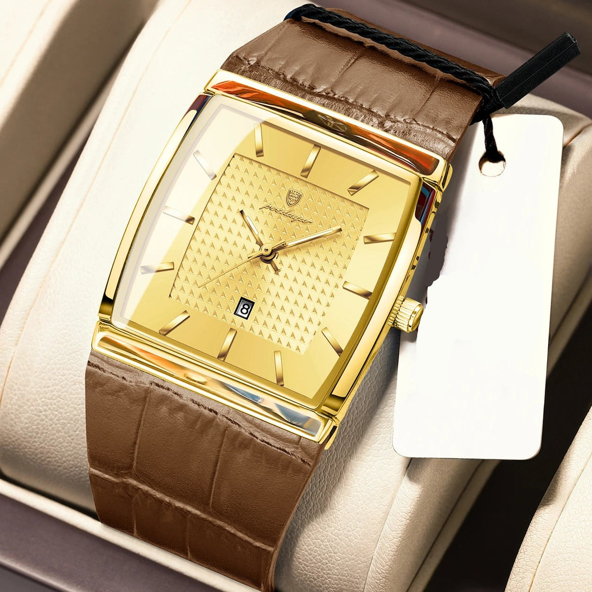 Elegante Rechteckige Herren Quarzarmbanduhr – Wasserdichte Business Armbanduhr – no. 5390 - PITANI