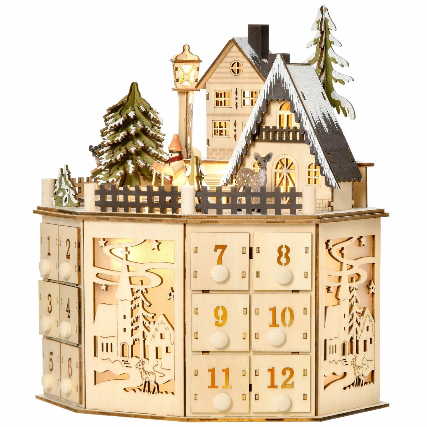 Unbefüllter Batteriebetriebener Leucht Adventskalender „Calendario Dell'Avvento Di Natale no.123“ - PITANI