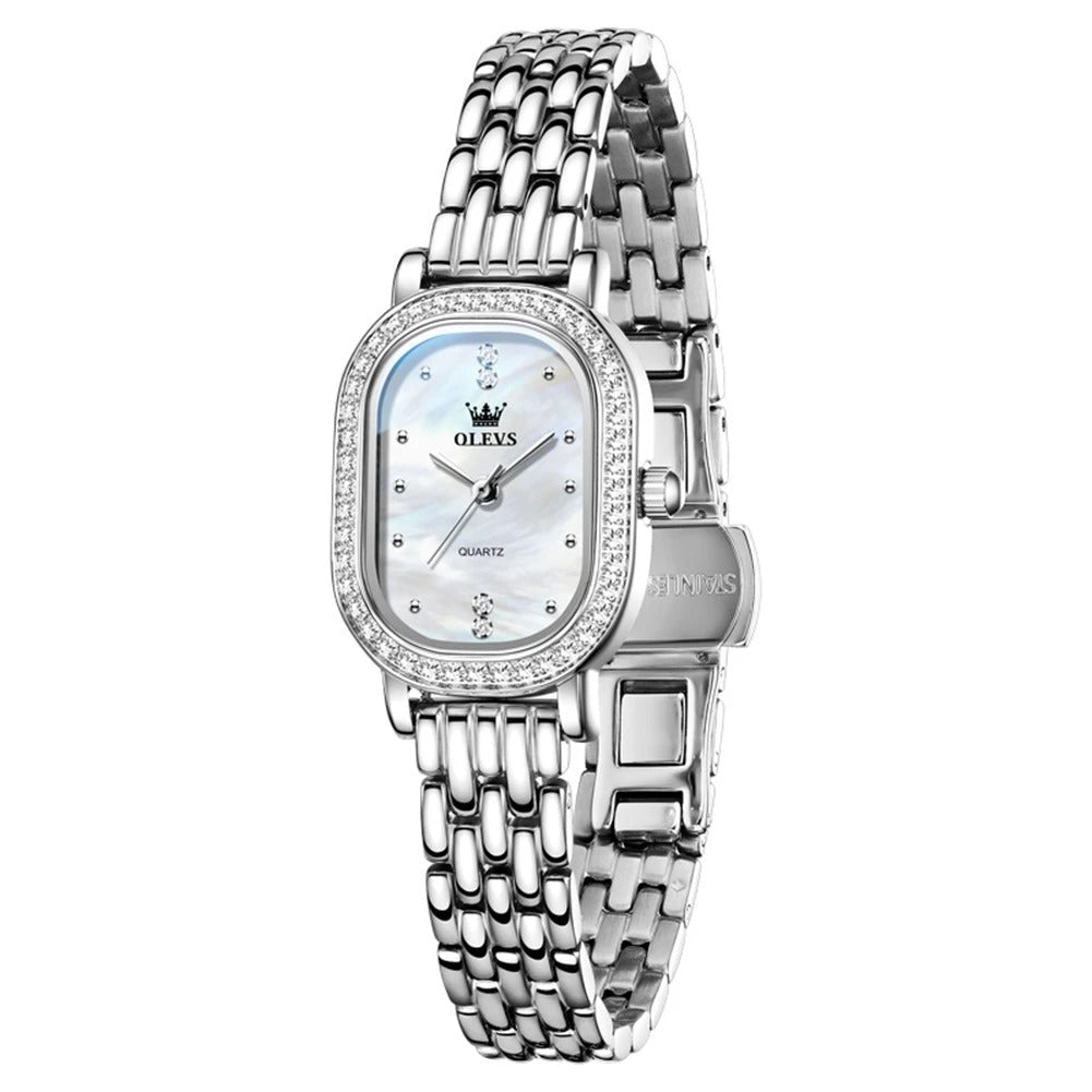 Elegante Ovale Damen Quarzarmbanduhr mit Strassbesatz – Wasserdichte Schmuckuhr Armbanduhr no.3279 - PITANI