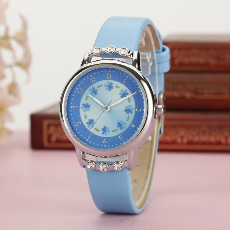 Süße Quarzarmbanduhr für Damen mit Blumen-Zifferblatt – Modische Analoguhr Armbanduhr no.3289 - PITANI