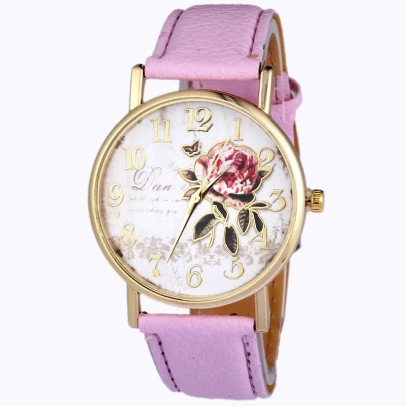 Rosenmotiv Leder Armbanduhr "Guarda Rosa no.314" - PITANI