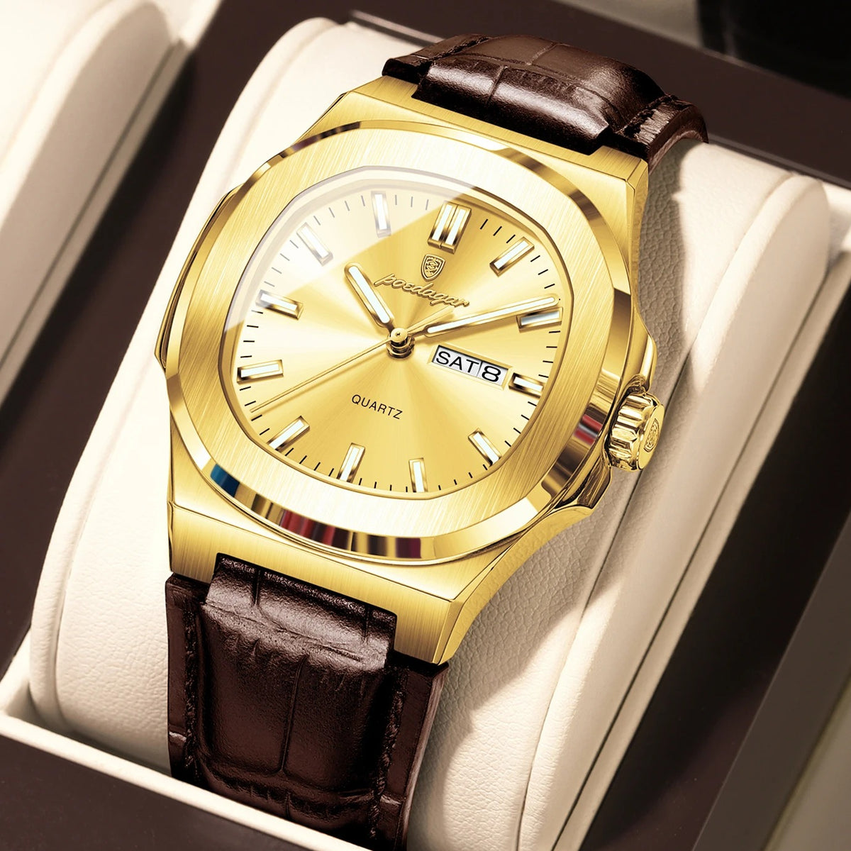 Elegante Herren Quarzarmbanduhr Quadratisch – Wasserdichte Armbanduhr – no. 5370 - PITANI