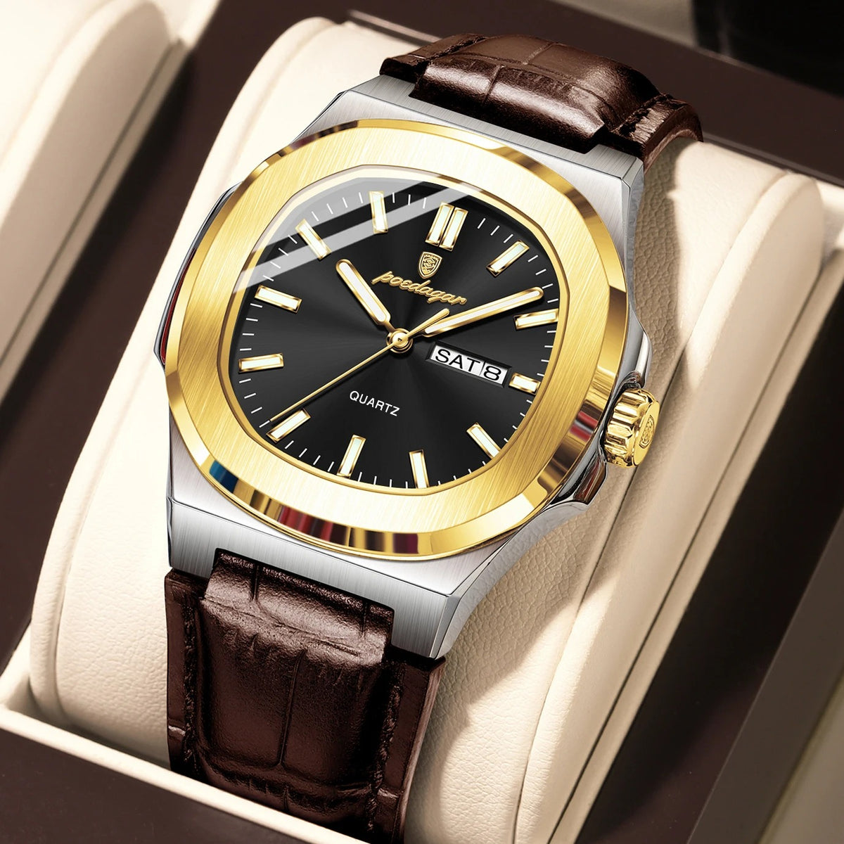 Elegante Herren Quarzarmbanduhr Quadratisch – Wasserdichte Armbanduhr – no. 5370 - PITANI