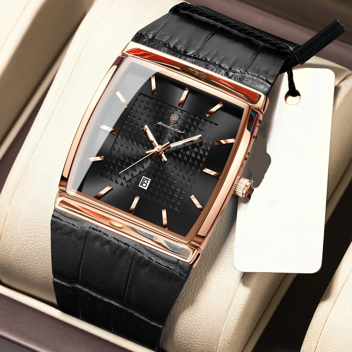 Elegante Rechteckige Herren Quarzarmbanduhr – Wasserdichte Business Armbanduhr – no. 5390 - PITANI