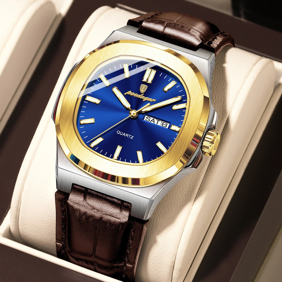 Elegante Herren Quarzarmbanduhr Quadratisch – Wasserdichte Armbanduhr – no. 5370 - PITANI