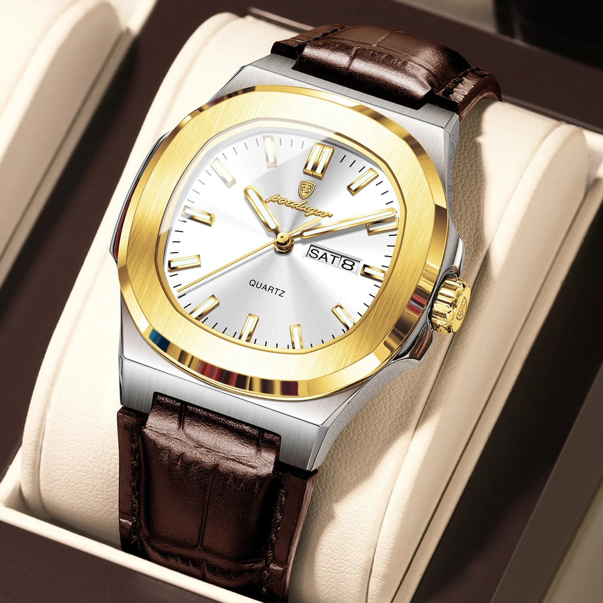 Elegante Herren Quarzarmbanduhr Quadratisch – Wasserdichte Armbanduhr – no. 5370 - PITANI