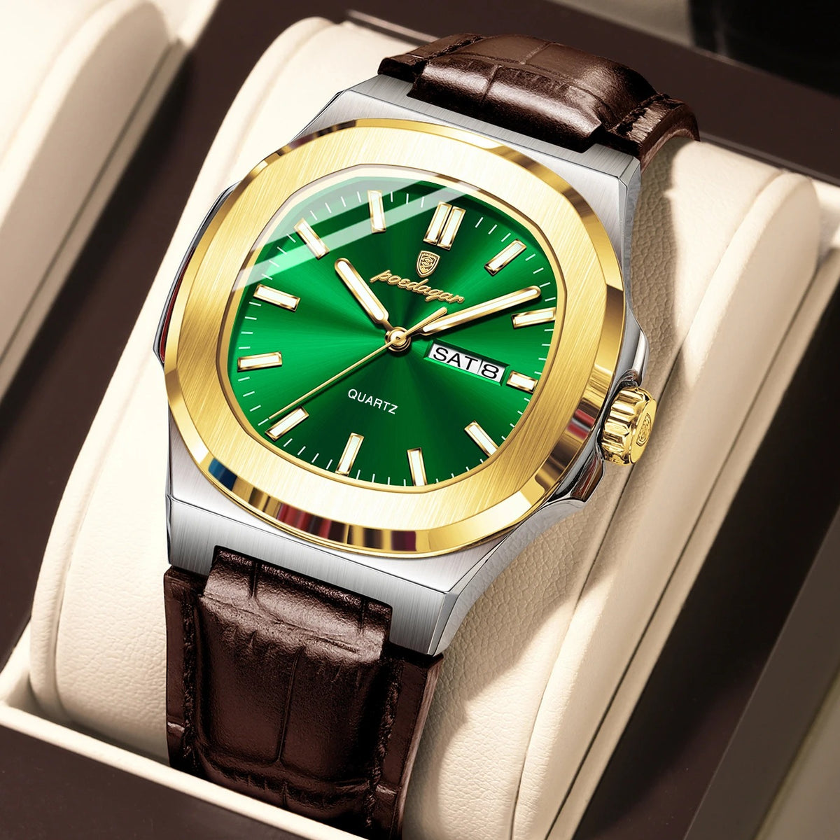 Elegante Herren Quarzarmbanduhr Quadratisch – Wasserdichte Armbanduhr – no. 5370 - PITANI