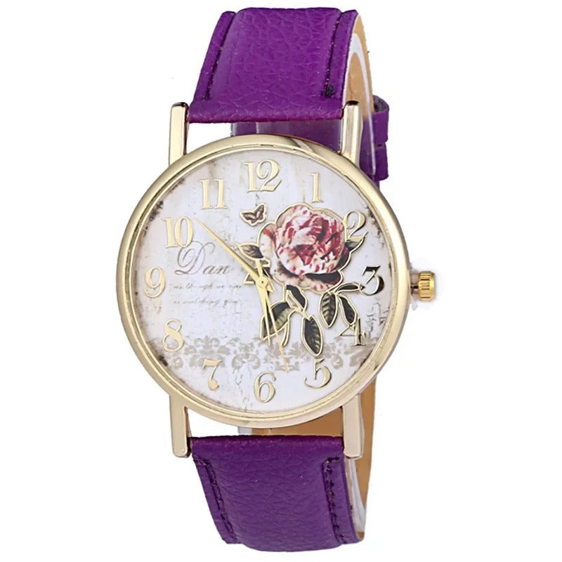 Rosenmotiv Leder Armbanduhr "Guarda Rosa no.314" - PITANI