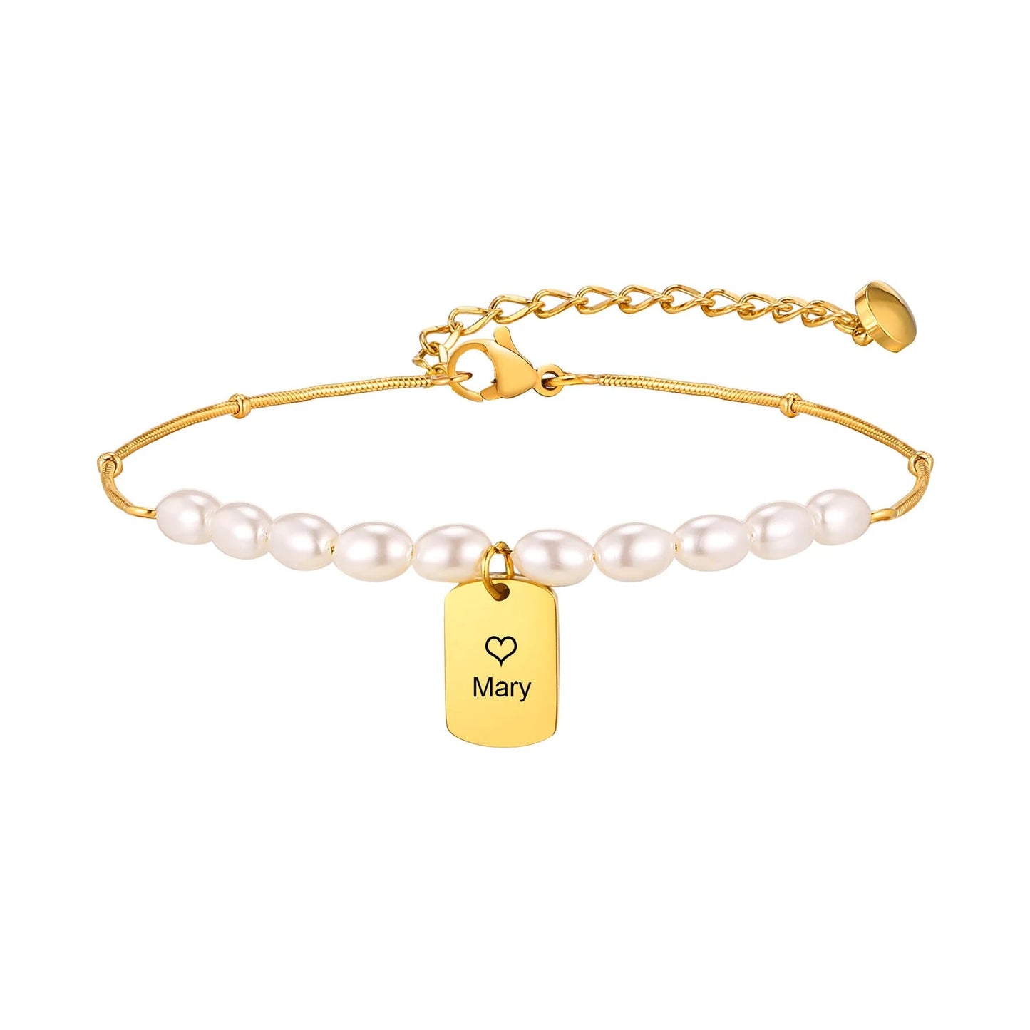 Personalisiertes Edelstahl/Perlen Armband "Bracciale con belle Perle no.205" - PITANI