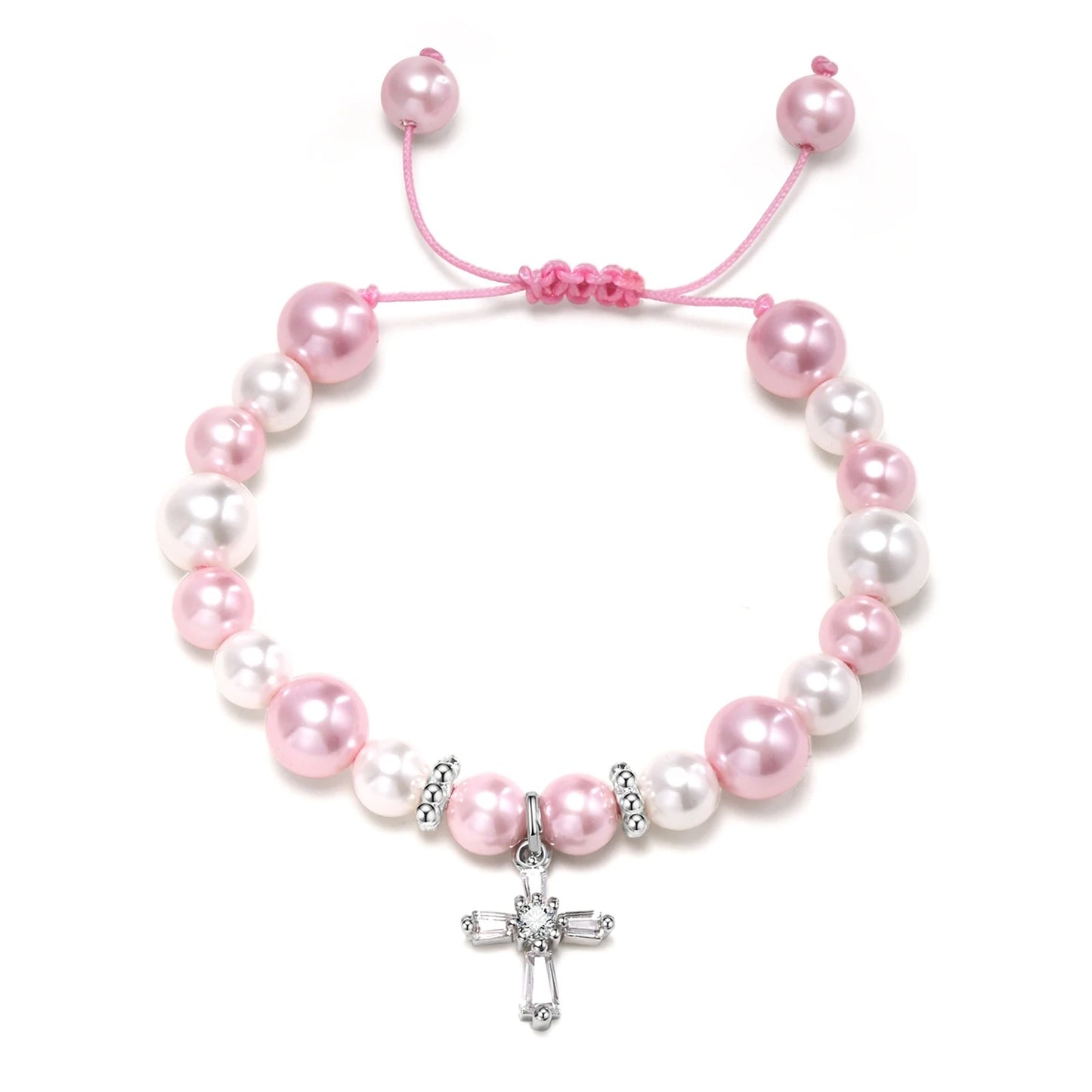 Perlen Kreuz Armband "Braccialetto Di Perline Rosa no.516" - PITANI