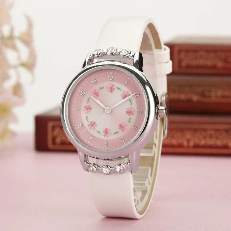Süße Quarzarmbanduhr für Damen mit Blumen-Zifferblatt – Modische Analoguhr Armbanduhr no.3289 - PITANI