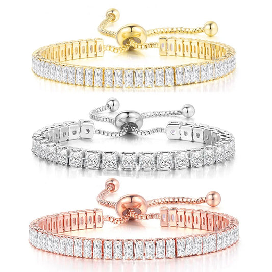 Edelstahl Glitzer Armband "Zircone Trasparente Regolabile no.5304" - PITANI
