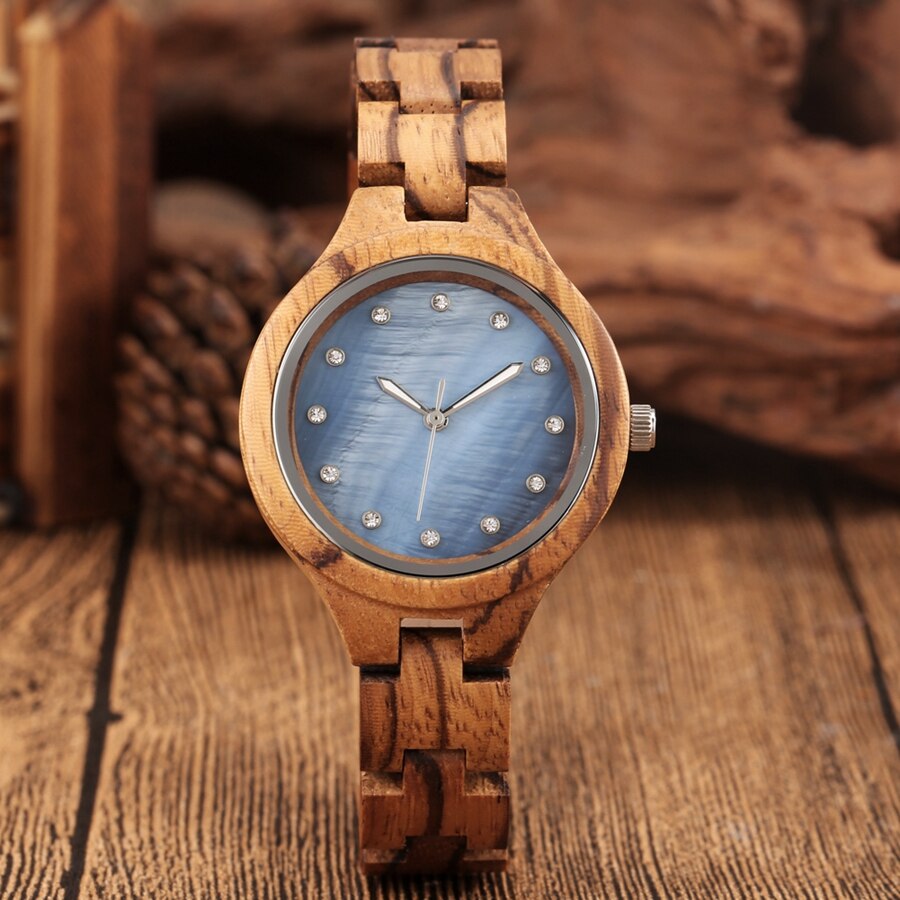 Holz Armbanduhr "Quarzo strass"