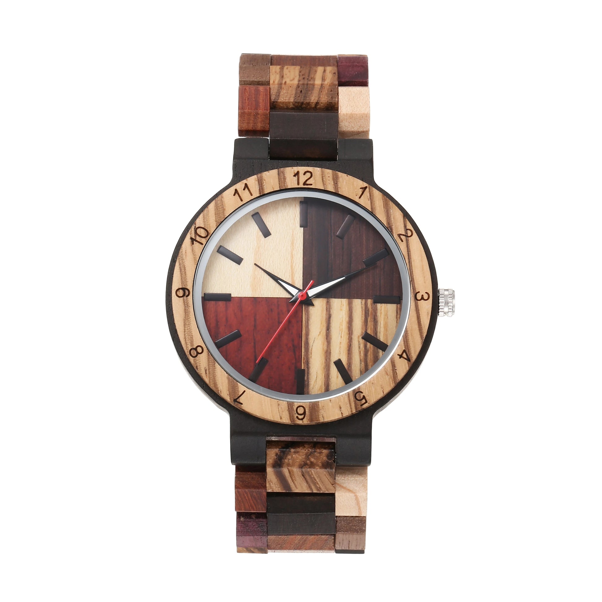 Holz Armbanduhr mit vierfarbigem Ziffernblatt "Uomo Retro Semplice no.793" - PITANI