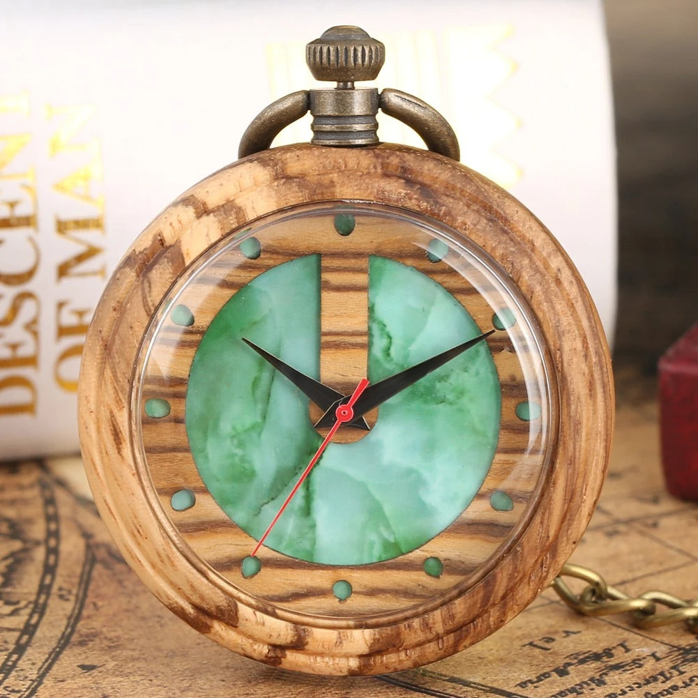 Holz Taschenuhr mit Marmor Optik „Quarzo di legno no.486" - PITANI