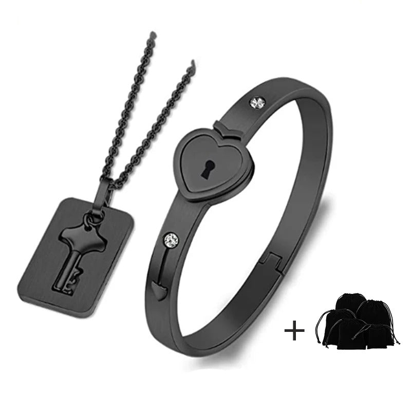 Endless Love Partner Kette/Armbandset "Bracciale Cuore Nero no.674" - PITANI