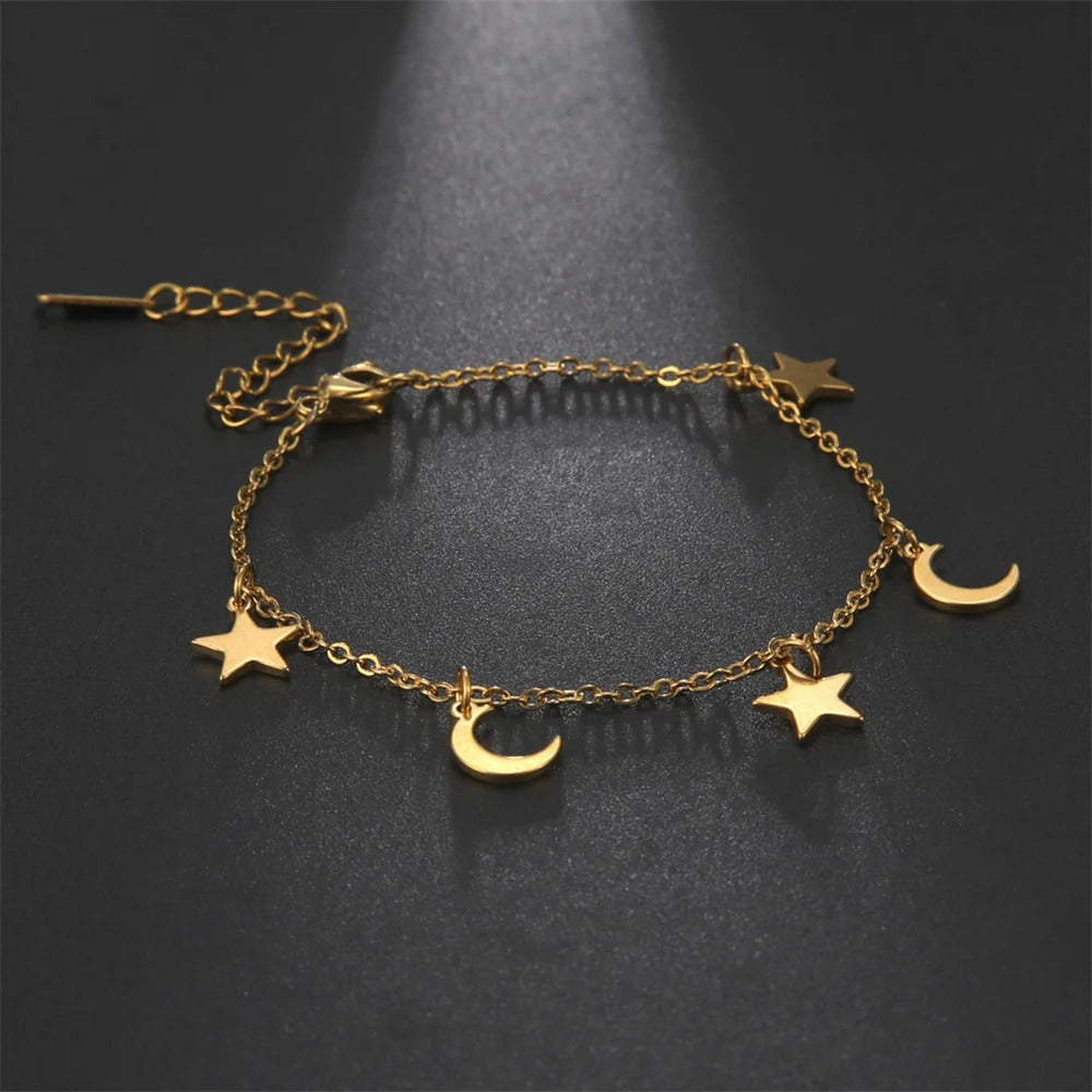 Edelstahl Fußkette "Bracciale Stella Luna no.270" - PITANI