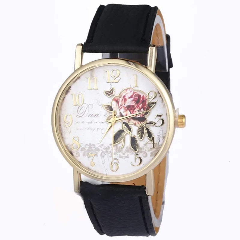 Rosenmotiv Leder Armbanduhr "Guarda Rosa no.314" - PITANI