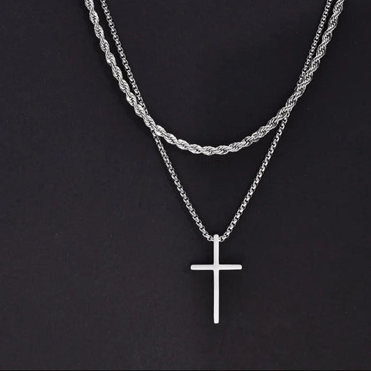 Edelstahl Kreuz Halskette "Ciondolo croce semplice no.4233" - PITANI