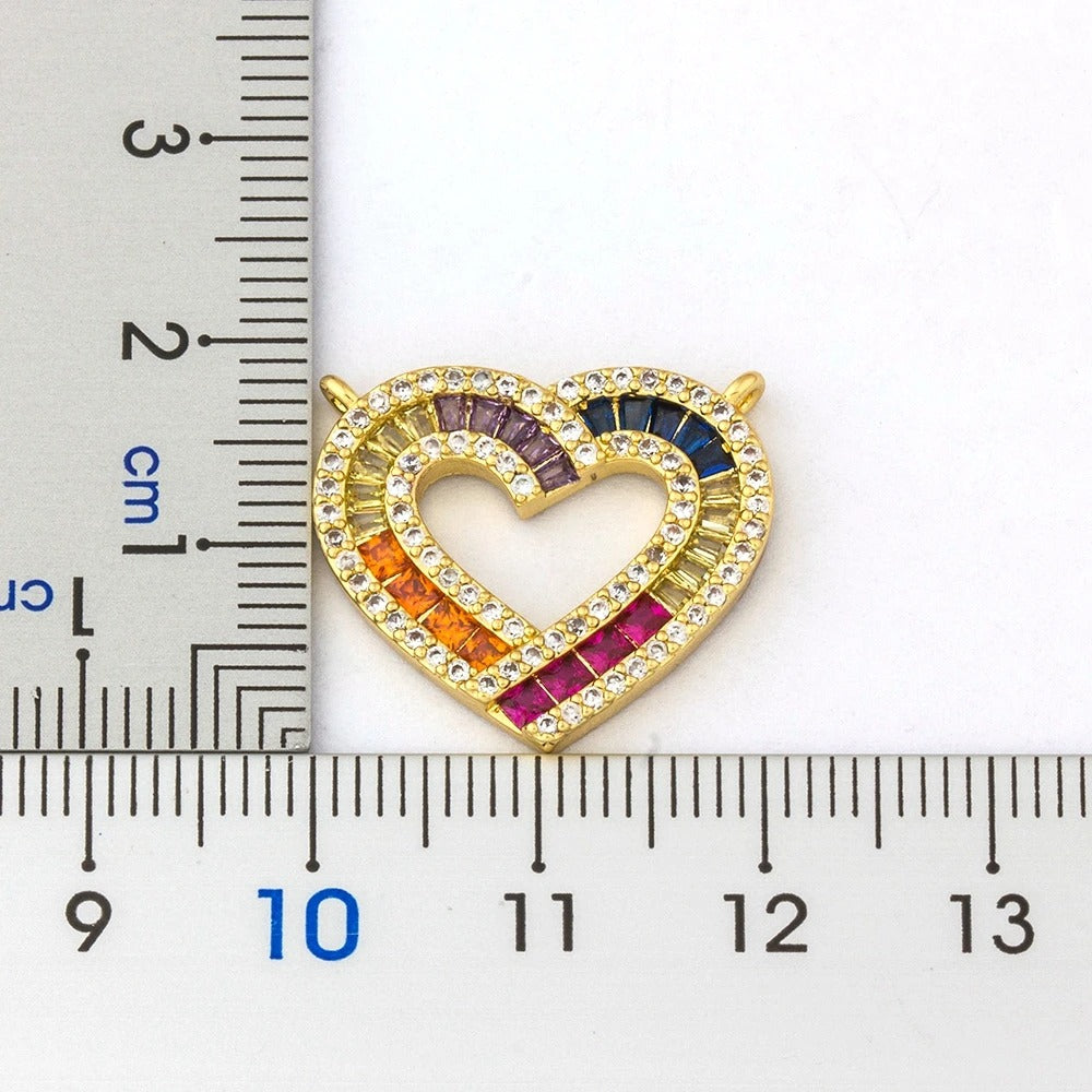 Bunte Glitzernde Herzförmige Edelstahl Halskette "Collana A Forma Di Cuore no.504" - PITANI