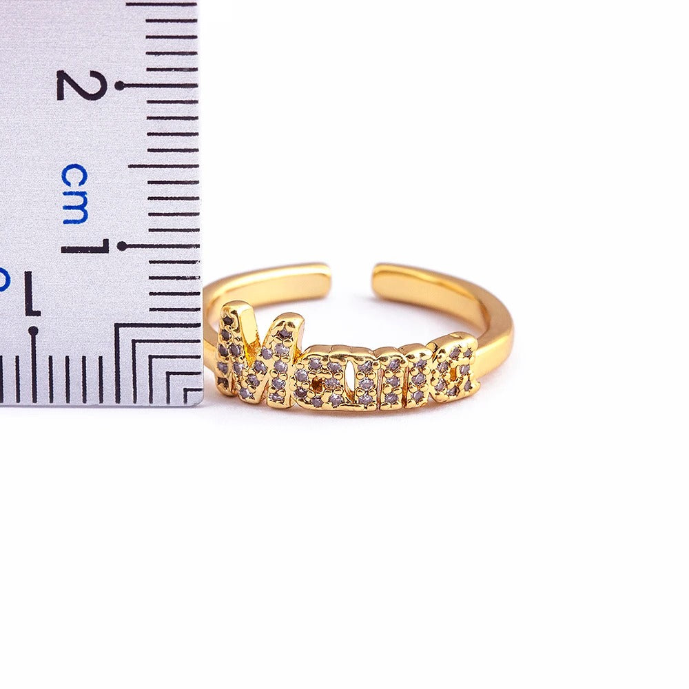 Größenverstellbarer Ring mit Mama Schrift "Anello Semplice MAMA no.960" - PITANI