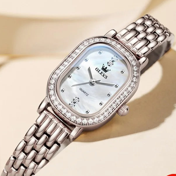 Elegante Ovale Damen Quarzarmbanduhr mit Strassbesatz – Wasserdichte Schmuckuhr Armbanduhr no.3279 - PITANI
