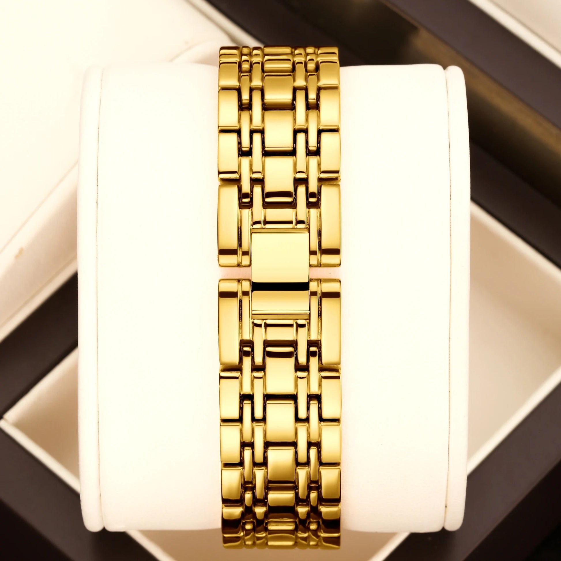 Edelstahl Glitzer Armbanduhr in Hufeisen-Optik "Orologi Oro Cristallo no.3087" - PITANI