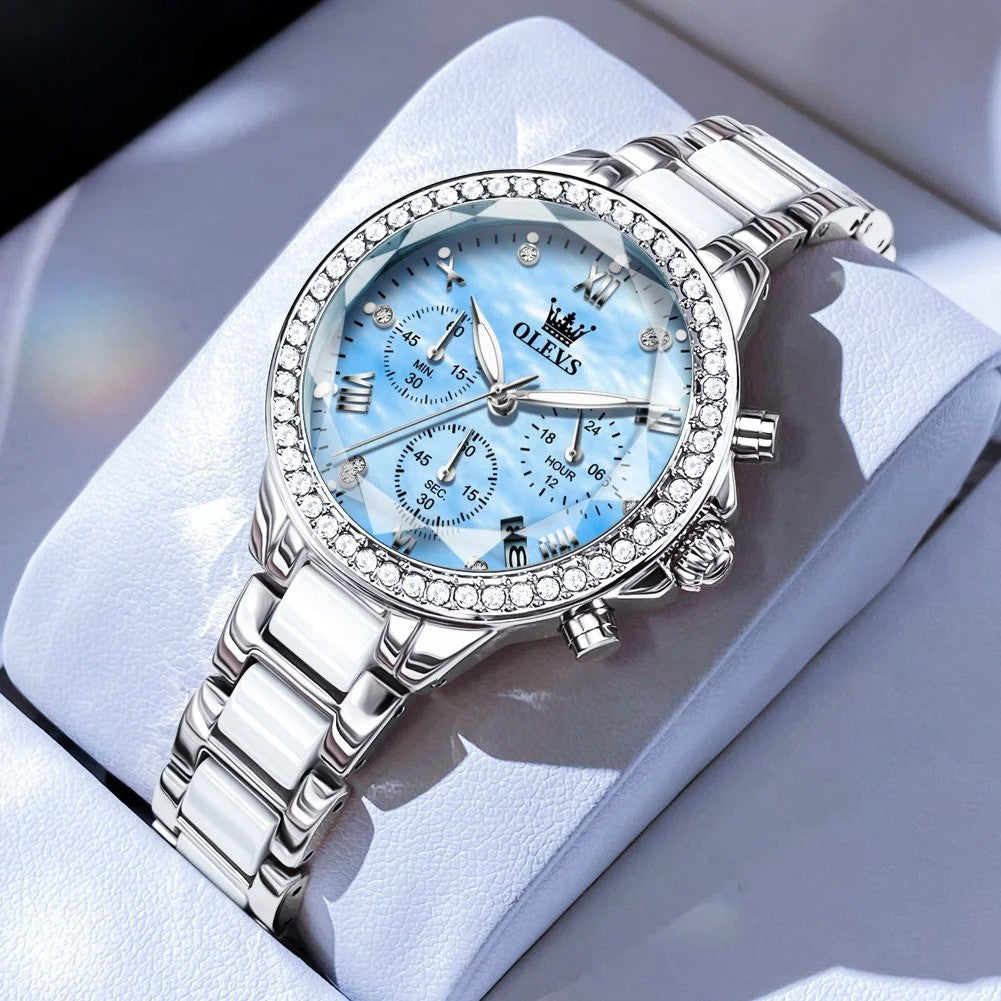 Edelstahl Armbanduhr mit Glitzer Lünette "Orologi Moda Elegante no.3180" - PITANI