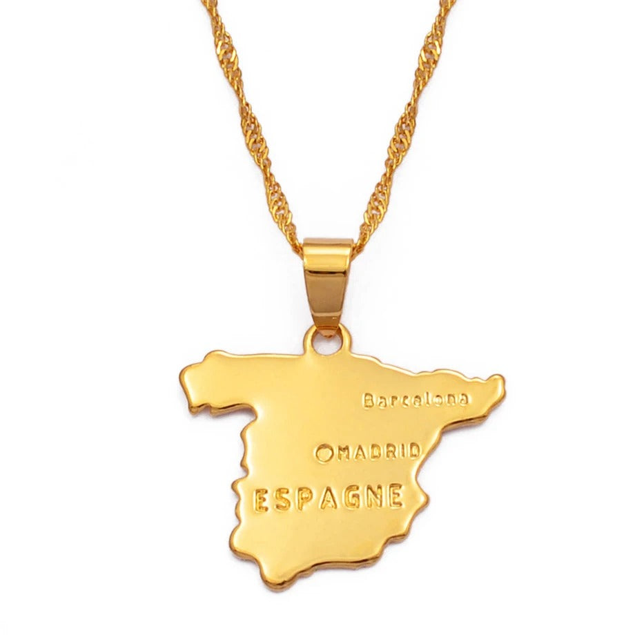 Spanien Edelstahl Länder Halskette "Ciondolo E Collana A Catena no.602" - PITANI