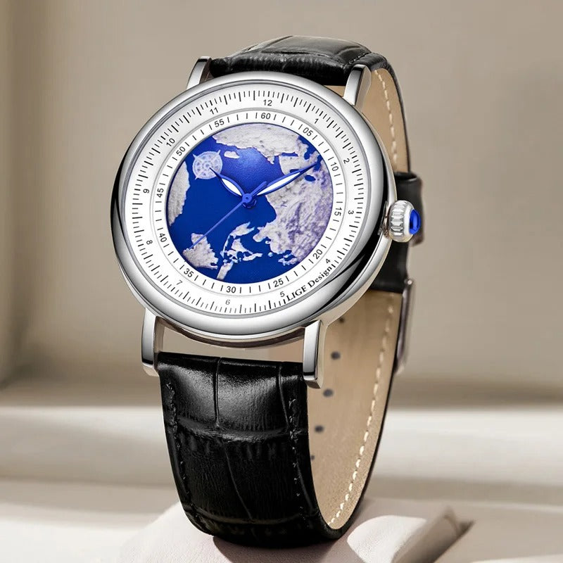 Leder Armbanduhr mit Planet Erde Motiv "Pianeta Terra Creativa no.4167" - PITANI