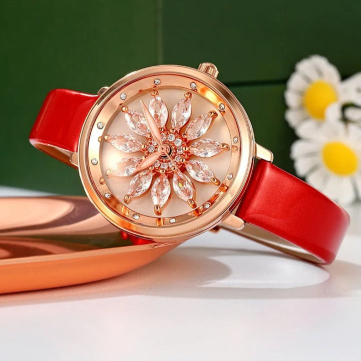 Leder Armbanduhr mit Blumenoptik "Orologio Da Donna Di Lusso no.3090" - PITANI